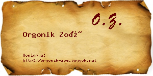 Orgonik Zoé névjegykártya